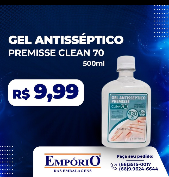 Álcool em Gel 70º Antisséptico - Premisse - 500ml - Loja Casa do Saco de  Lixo