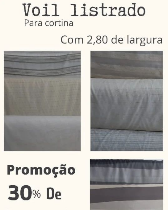 foto de VOIL LISTRADO PARA CORTINA COM 30% DE DESCONTO