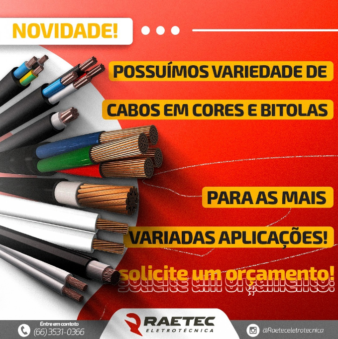 foto de POSSUÍMOS VARIEDADE DE CABOS EM CORES E BITOLAS PARA AS MAIS VARIADAS APLICAÇÕES